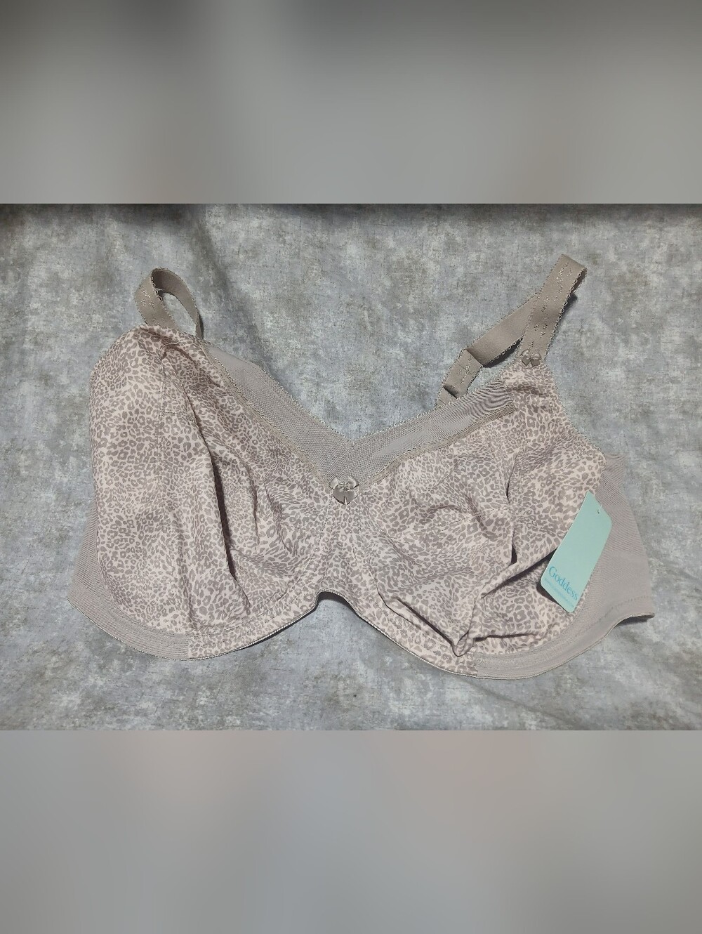 Goddess Kayla Underwire Bra #6164 US Plus Size 46H Taupe Leopard Neutral NWT